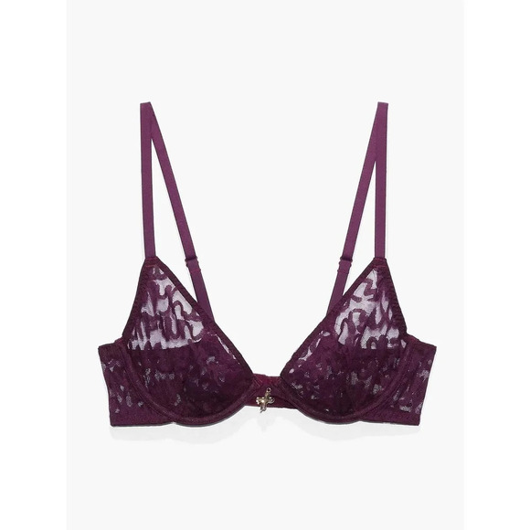 NWT Tagged By Savage Unlined Stretch Mesh Plunge Cups Bra Size 36D - Picture 2 of 10